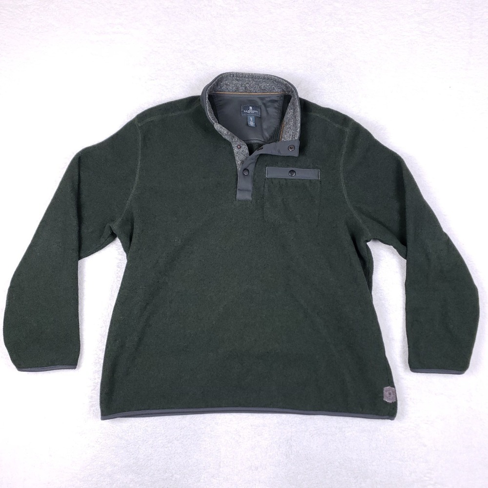 G.H. Bass Snap Neck Fleece Sweater‎ XL Green